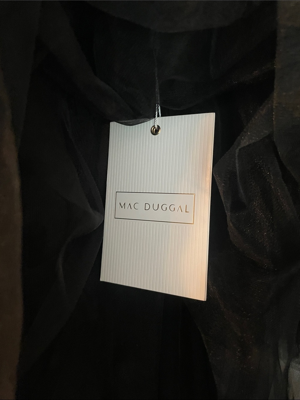New Mac Duggal Tulle High Neck Sleeveless Ruffled Hem Hi Lo Gown - Picture 10 of 12